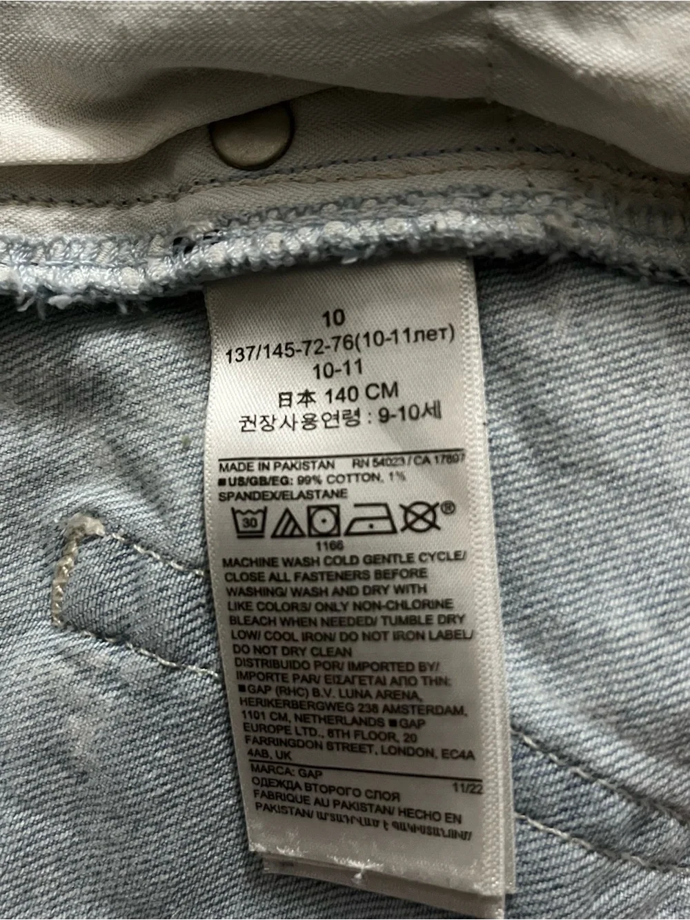 GAP Light Blue Distressed Denim Shorts - Girls